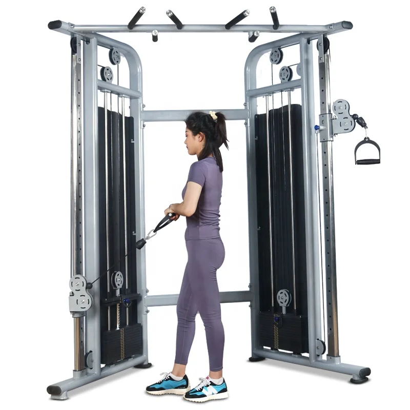 تستخدم الصالة الرياضية، مدرب متعدد الوظائف، كابل مزدوج، آلة طيران كابل قائم