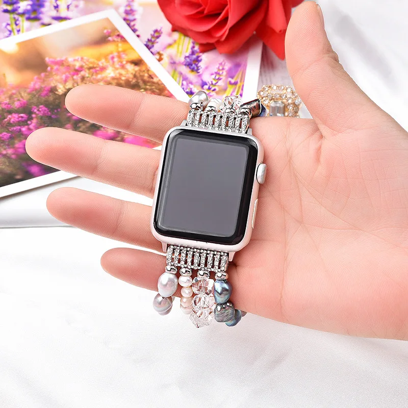 Pearl Strap for Apple Watch 8 7 Ultra Band 49mm 41mm 45mm Jewelry Crystal for IWatch Series 40mm 42mm 38mm 44mm Diamond Woman