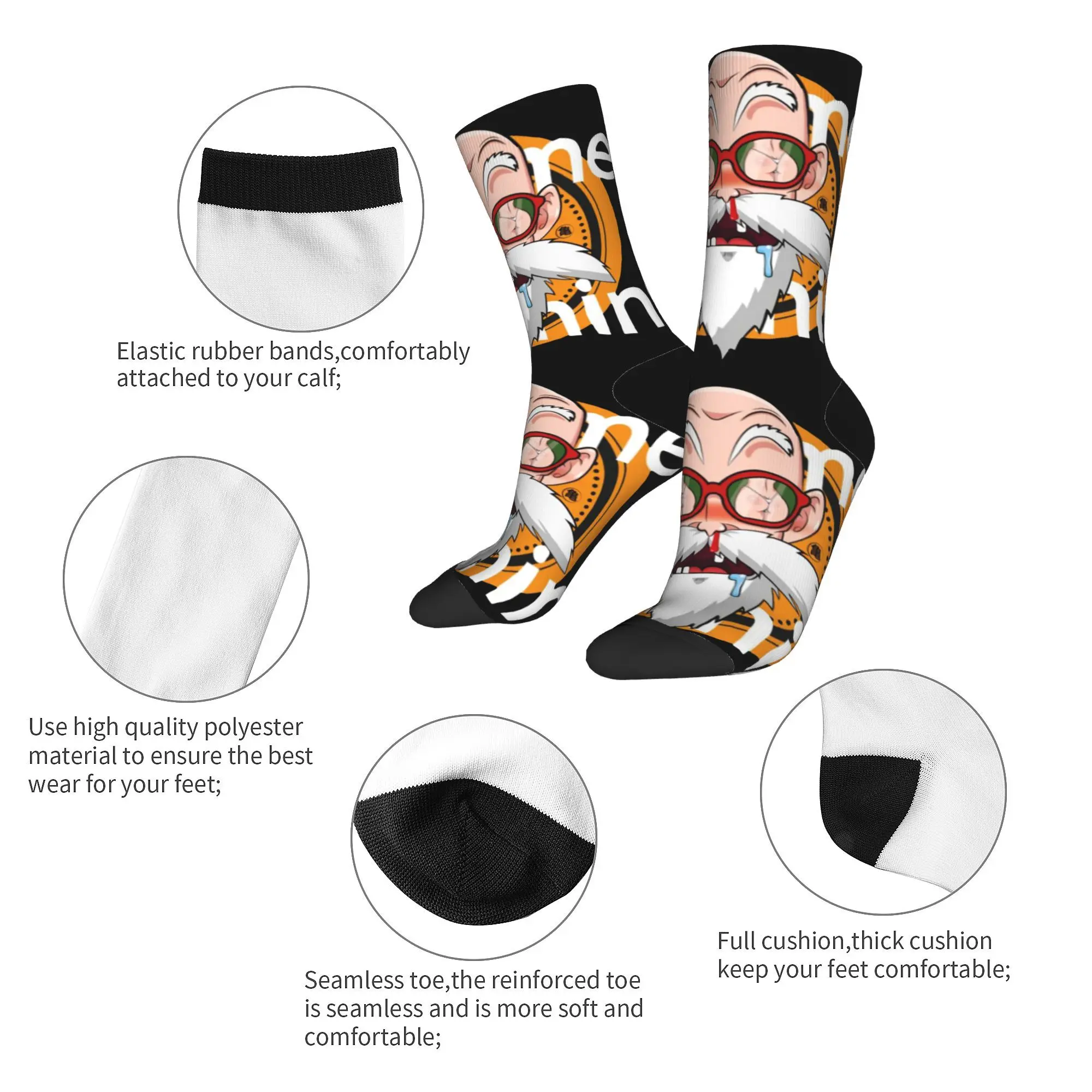 Fashion Socks Hip Hop Kame Sennin Sock Master Roshi Jackie Chun Dragon Ball Graphic Socks Spring Summer Autumn Winter