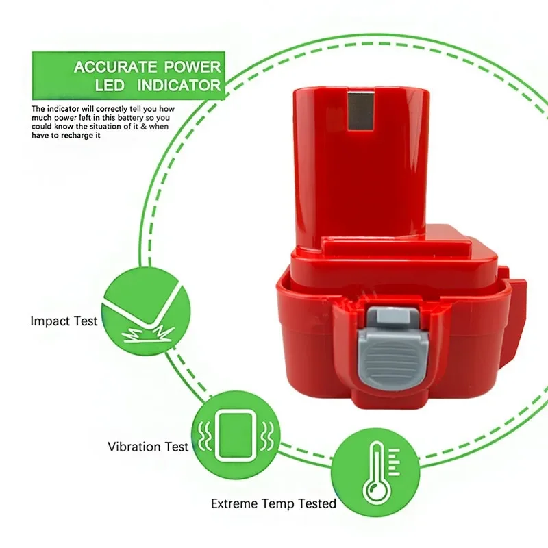 9.6V 4.8Ah High Capacity Replacement Power Tool Battery For Makita PA09 9120 9134 9135 9135A 9102 6207D Series