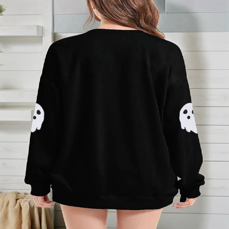 Halloween Ghost Print Sweatshirts Women's Long-Sleeved Loose And Comfortable Pullover Fashion Trend Woman Clothing Hoodie