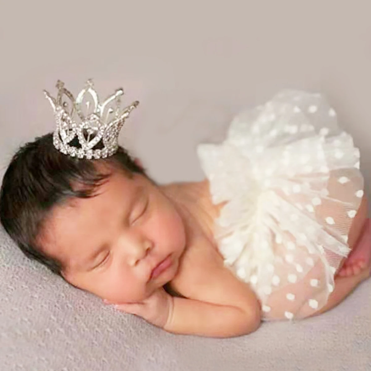 Ylsteed Newborn Polka Dot TUTU Skirt with Crown Infant Photoshoot Prop Portrait Photography Accessories Baby Pics