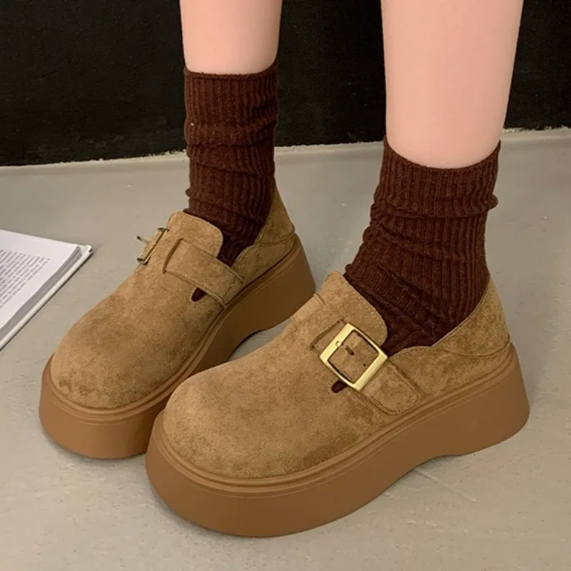 

Women Platform Buckle Flats Shoes 2025 Autumn Designer Classical Loafers Shoes New Fashion Casual Sneakers Walking Zapatillas