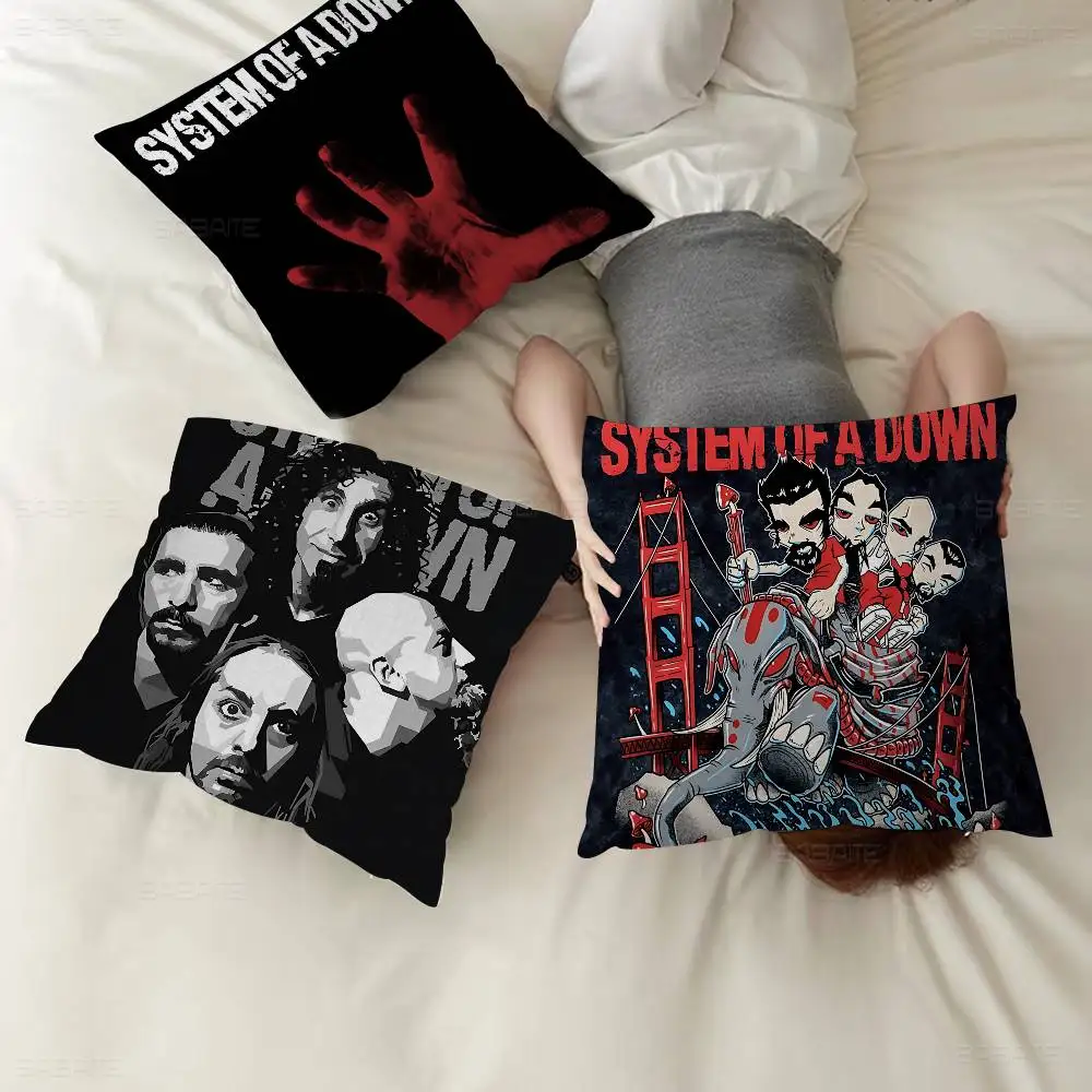Heavy Metal Band System Of A Down Kissenbezug Auto Dekokissenbezug für Sofa Auto Weihnachtsgeschenk 40x40cm 45x45cm