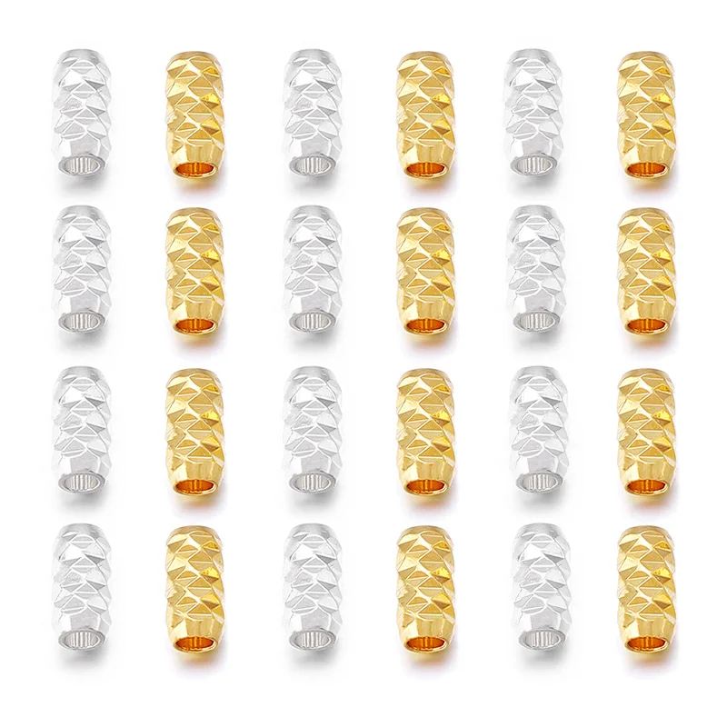 50pcs 1.8mm Silver Gold Color Copper Column Tube Charm Beads Loose Spacer Bead for Bracelet Necklace Jewelry DIY Making Supplies