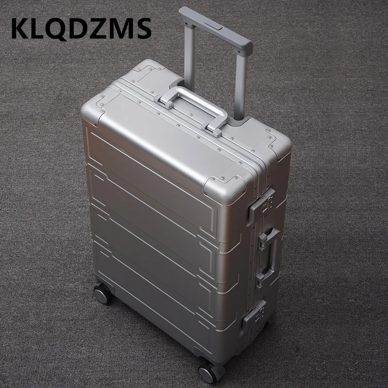 KLQDZMS 20 "24" 26 "28 Cal bagaż kabinowy wszystkie aluminiowe stop magnezu torba na pokład biznesowa na kółkach walizki o dużej pojemności