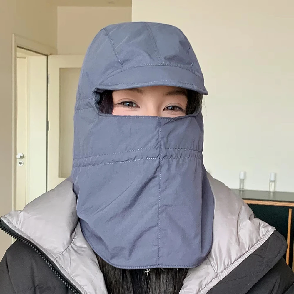 Winterfietshoeden Warme hoes Uit één geïntegreerde hoodie Gezichtsmasker Caps Verstelbare waterdichte winddichte hoed Gelaatsscherm Nekbeschermer