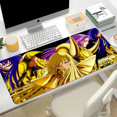 Imagen 2 del producto Alfombrilla de ratón grande Caballeros del zodiaco para Gamer, teclado de goma, accesorios de juegos de Anime, alfombra de escritorio Xxl, alfombrilla extendida