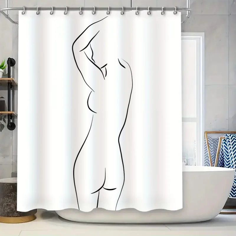 

Abstract Human Figure Shower Curtain Minimalist Body Art Bathroom Decor Modern Washroom Curtain Liner Waterproof Home Textile
