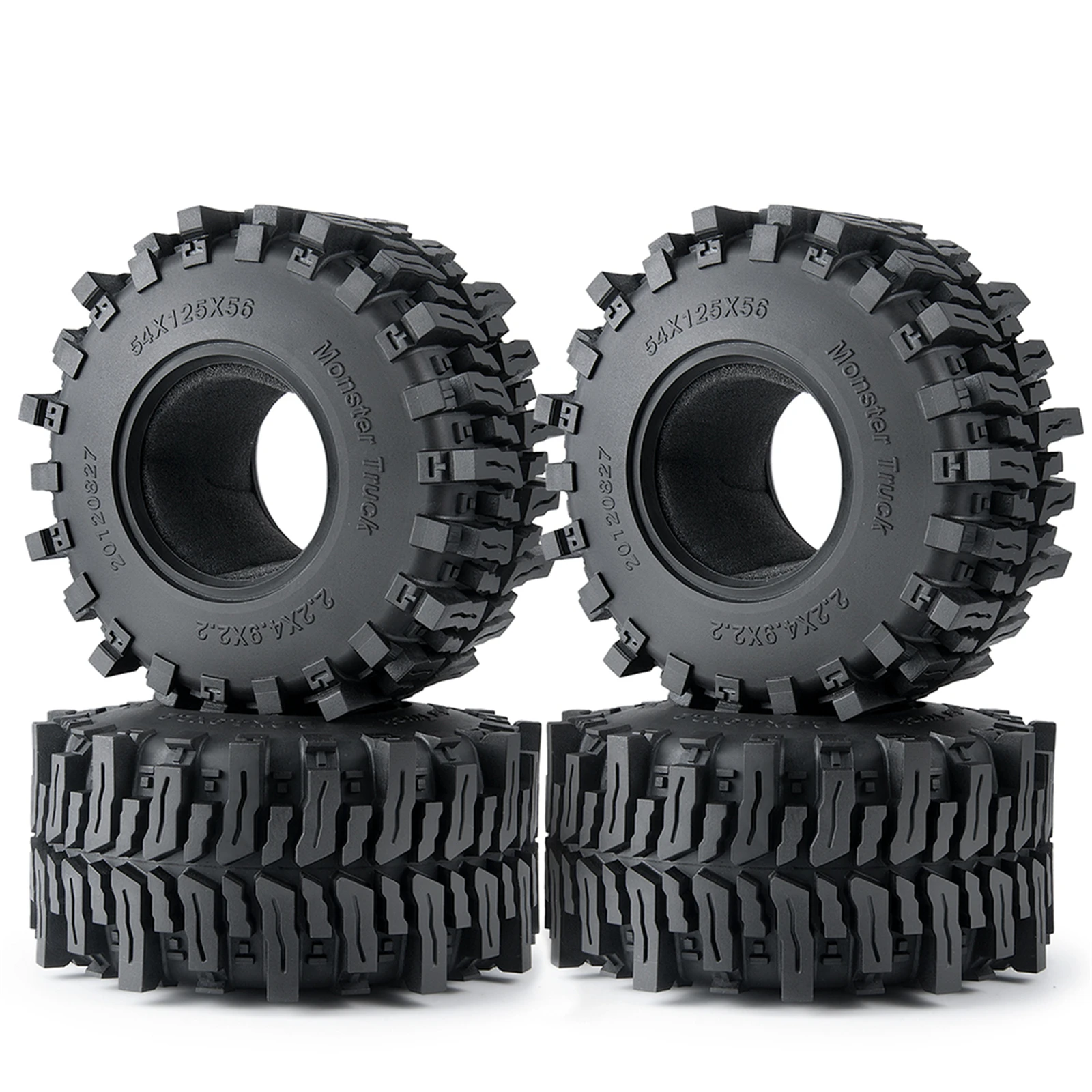 RCGOFOLLOW 1.9 Inch 140mm Diameter 42mm Width Rubber Crawler Wheel Tires 1/10 SCX10 D90 TRX4 TF2 CC01 Capra RC Car Part Black