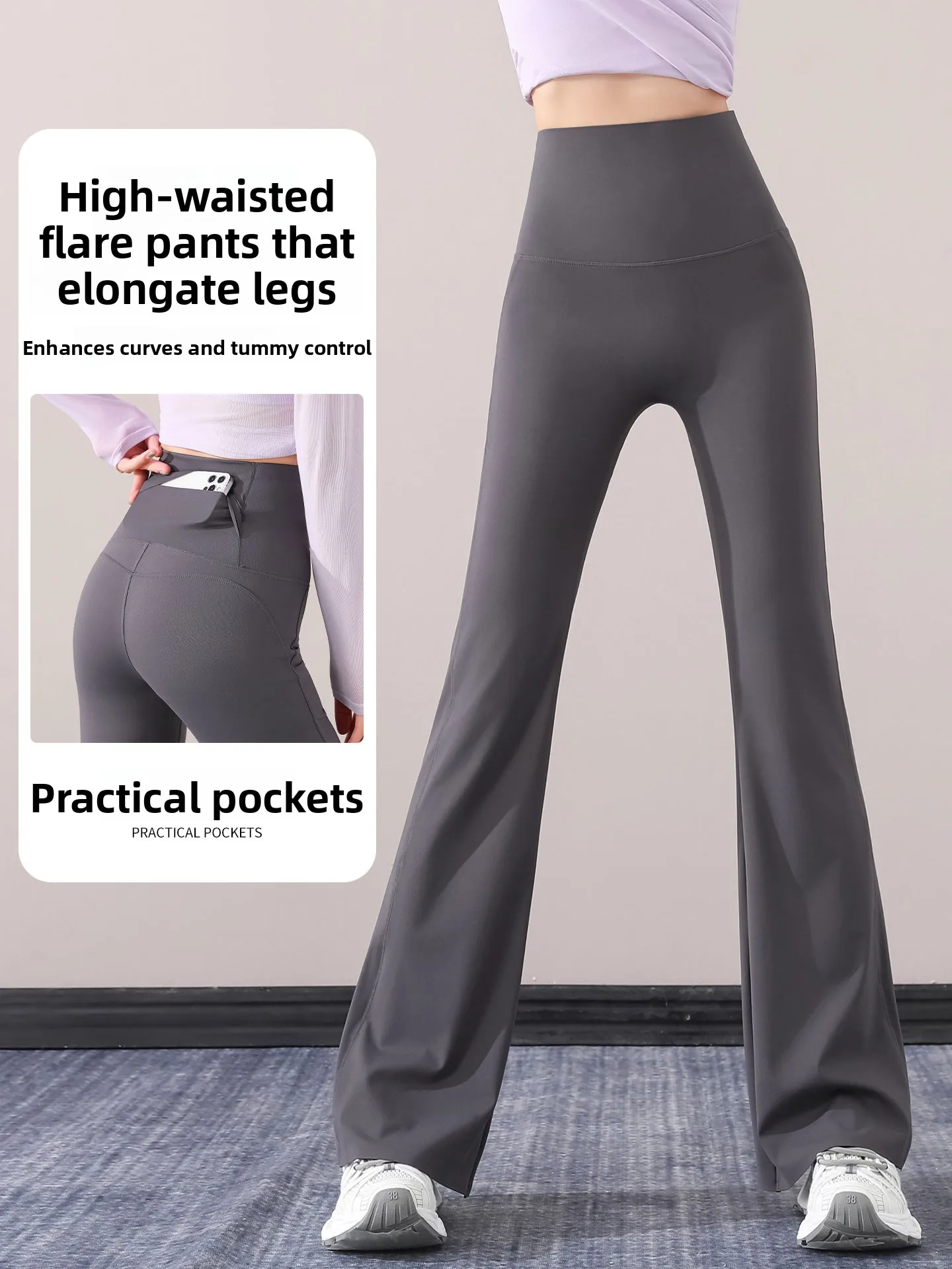 Women's Yoga Fitn Sport Dance Set High Waist Trousers Pilates Training Clothes Long Sve High Elastici Nylon Fabric