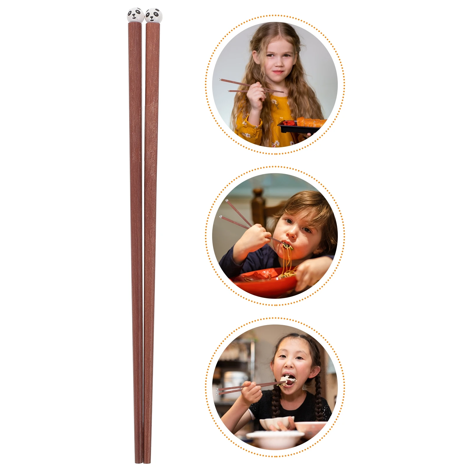 

2 Pairs Chopsticks for Panda Wooden Household Chinese Brown Cooking Beginner Travel