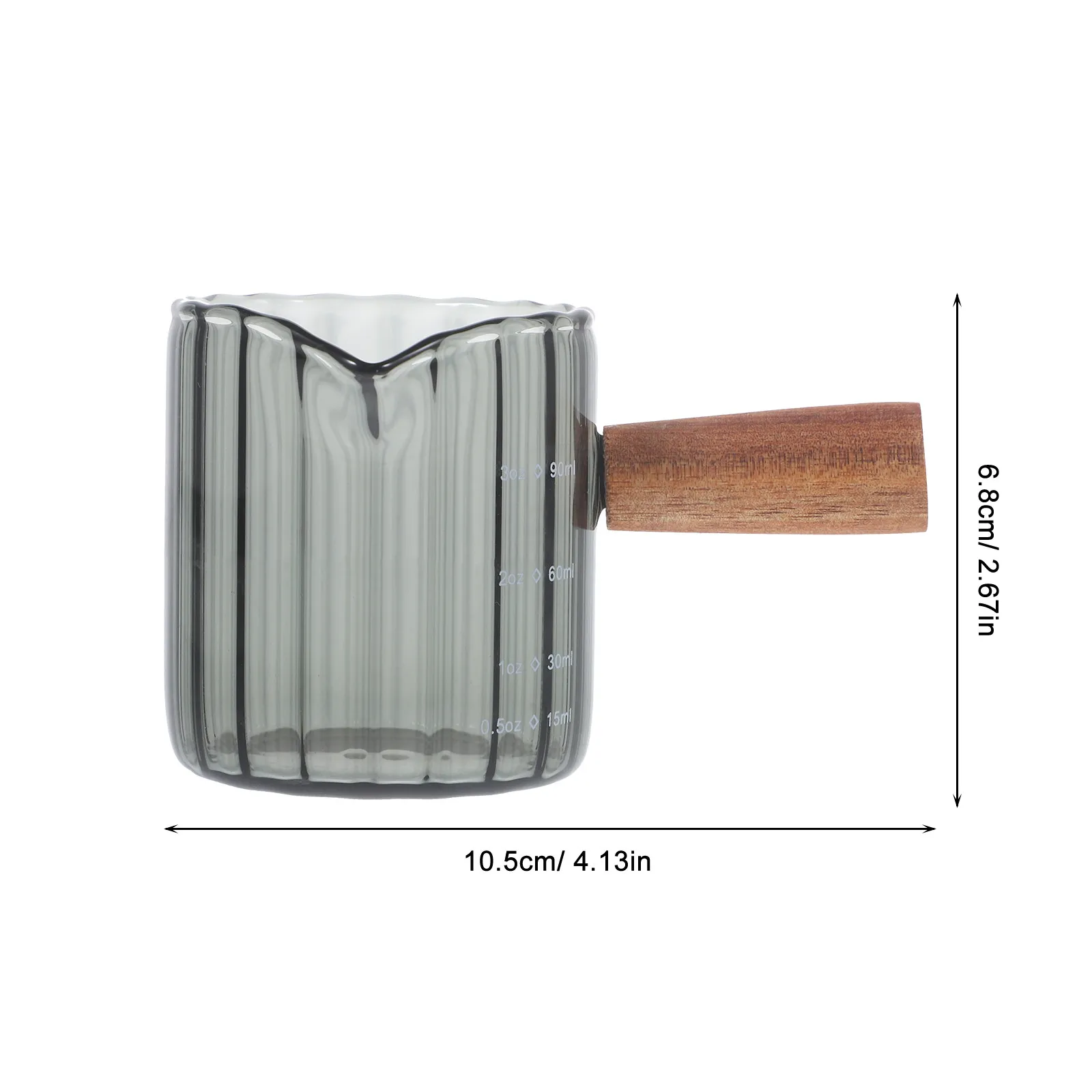 90Ml Transparent Glass Espresso Cup with Natural Wood Handle Multi Function Measuring Pitcher for Milk Creamer Syrup Vinegar view 5