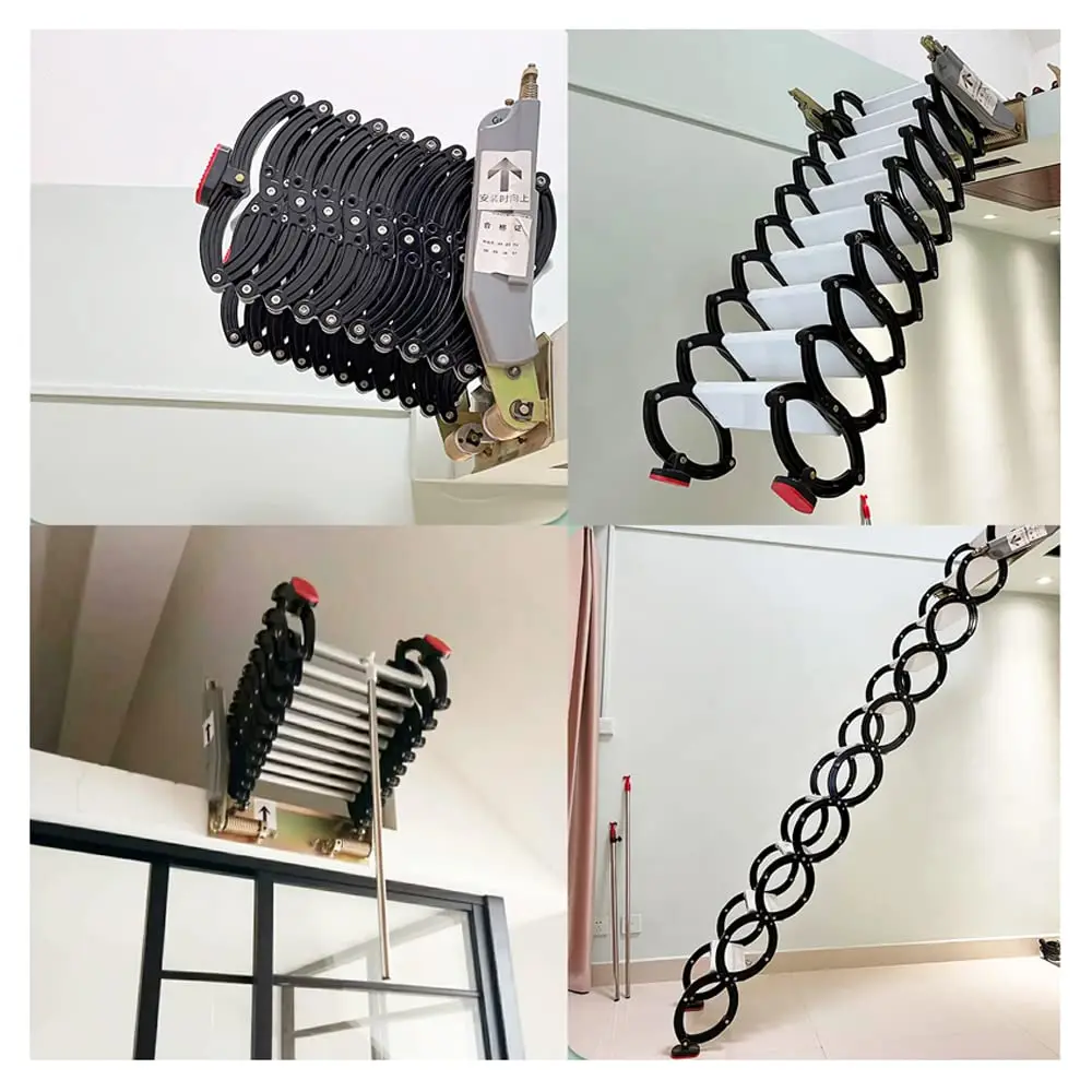 

Настенная складная чердачная лестница из алюминиево-магниевого сплава, телескопическая, размер 21.2x5.5 дюймов, 12 ступеней (10+2), на заказ