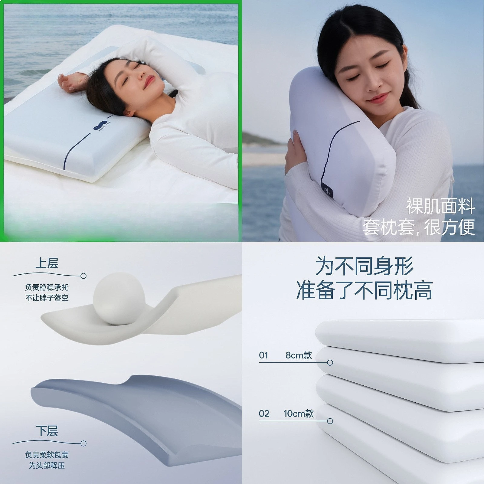2nd Gen Pro Deep Sleep Hotel Pillow Zero Pressure Neck Support Memory Foam Core Adult