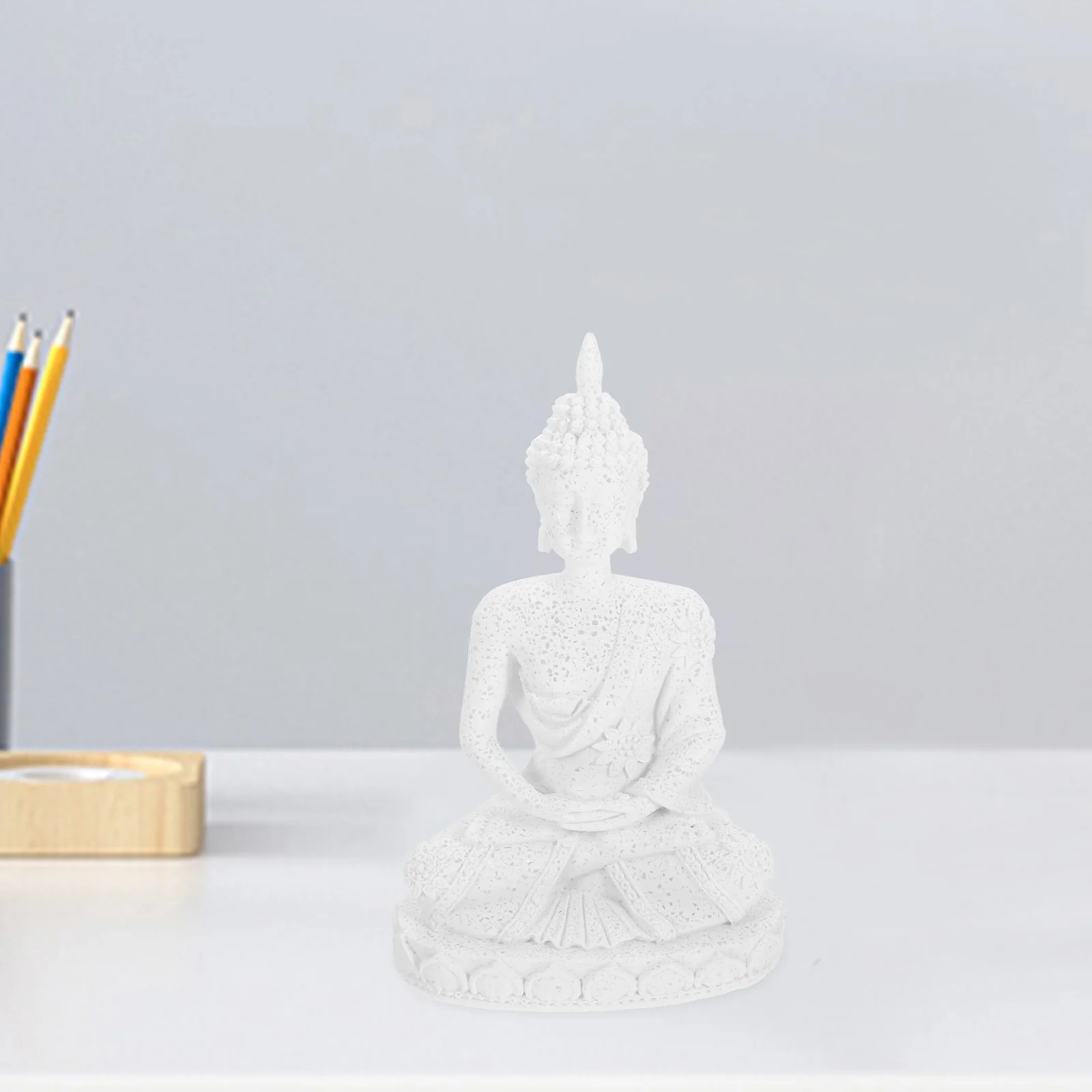 

Resin Retro Buddha Statue Desktop Meditation Sculpture for Home Office Indoor Decorative Resin Craft Small Buddha Statue