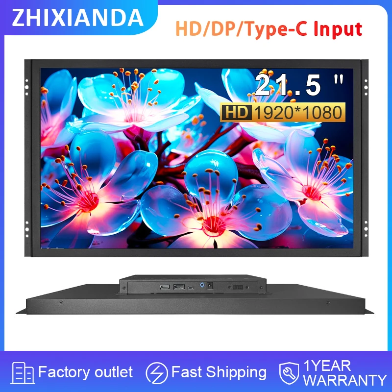 

ZHIXIANDA 21.5 Inch 1920x1080P VESA Mount Open Frame Capacitive TouchScreen Industrial Monitor LCD Display HDMI/DP-Type-C Input