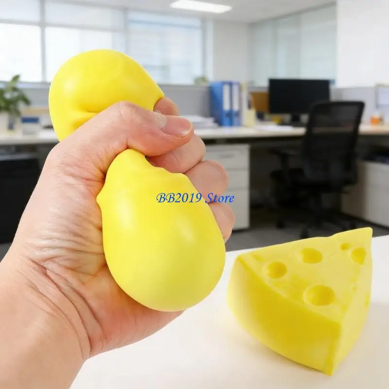 Q0KB 2Pcs Simulation Cheeses Squeeze Toy With Slow Rebounds Miniatures Novelty Toy Soft Flexible Elastic Sensory Cheese