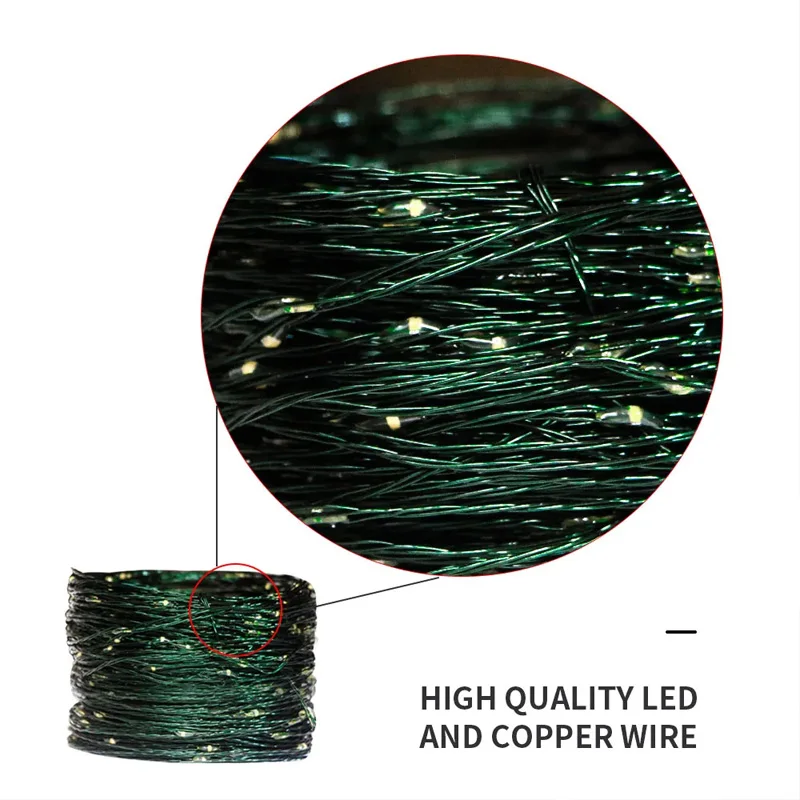 200M Green Cable Waterproof LED Fairy String Lights Outdoor Garland Garden Christmas Halloween Party House Decor All Year