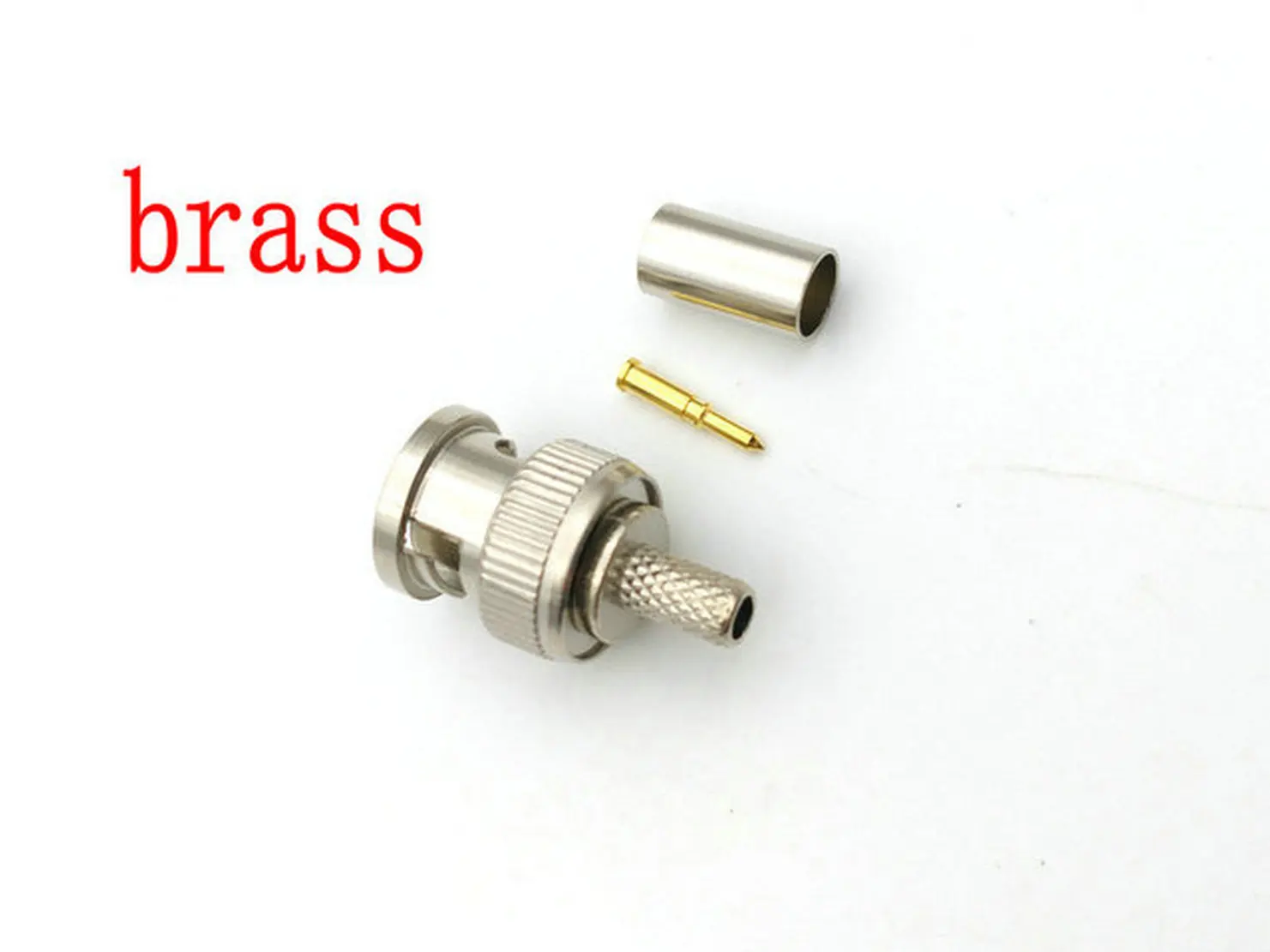 Imagem -02 - Latão Bnc Plug Crimp Conectores para Rg58 Rg58 Coax Masculino Antena Cabo Conector 100 Pcs