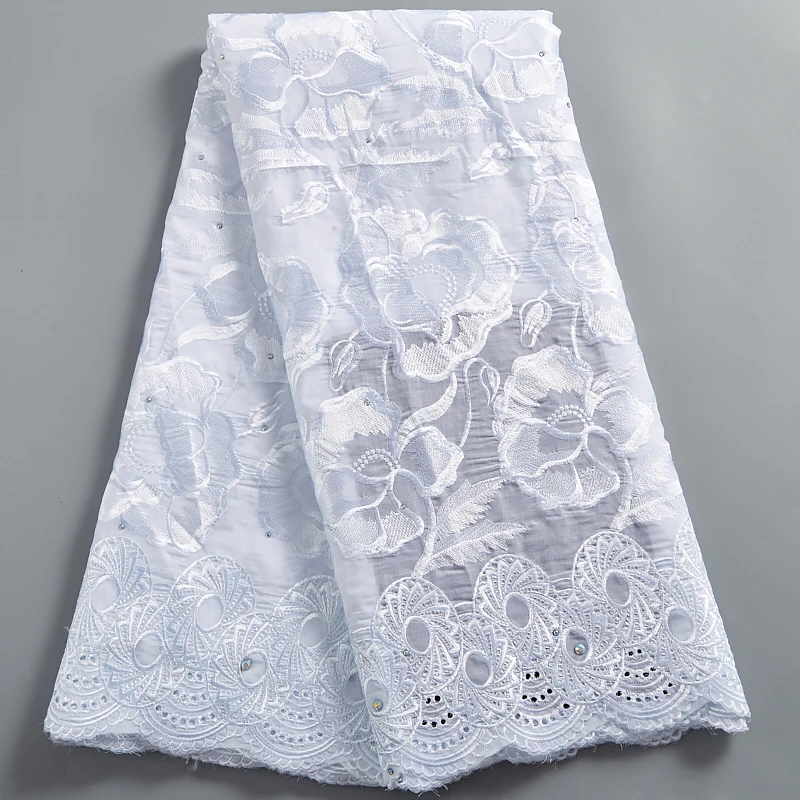

Cotton Lace Fabric In Switzerland 5 Yards High Quality Nigerian Embroidery Lace Fabric For Women Party Dresses Sewing F2473