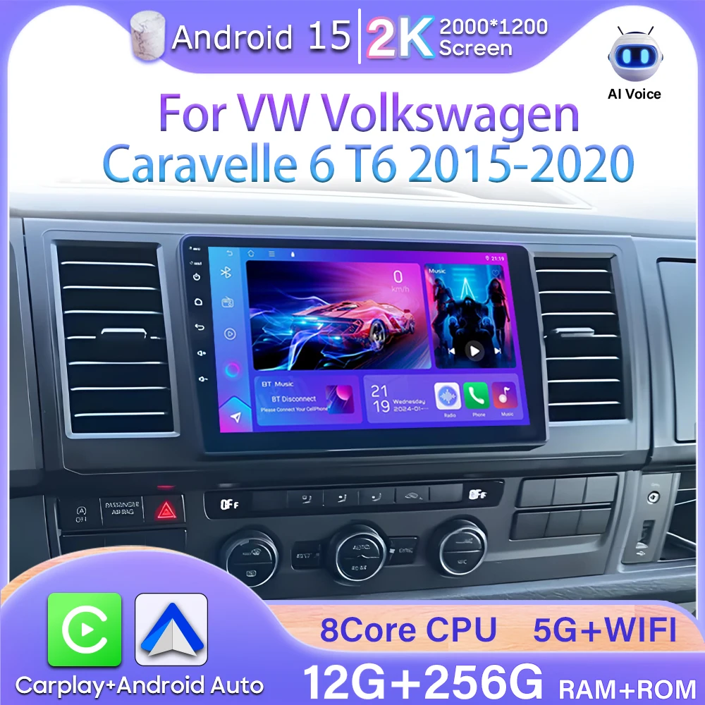 

Carplay Video Android 15 Car Monitor For VW Volkswagen Caravelle 6 T6 2015-2020 GPS Navigation Car Radio Car Intelligent Systems