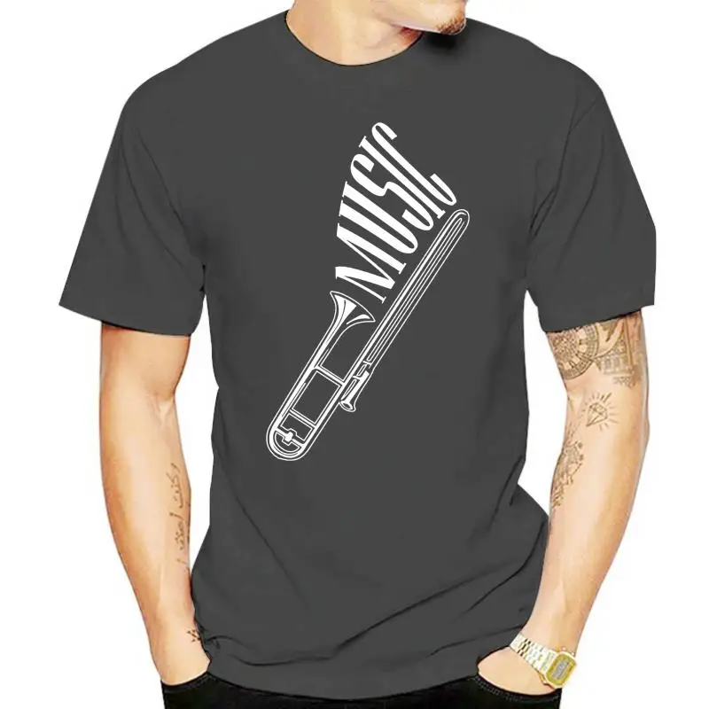 100% Cotton O-neck printed T-shirt Trombone Music Player Jazz Marching Band Musician Tee