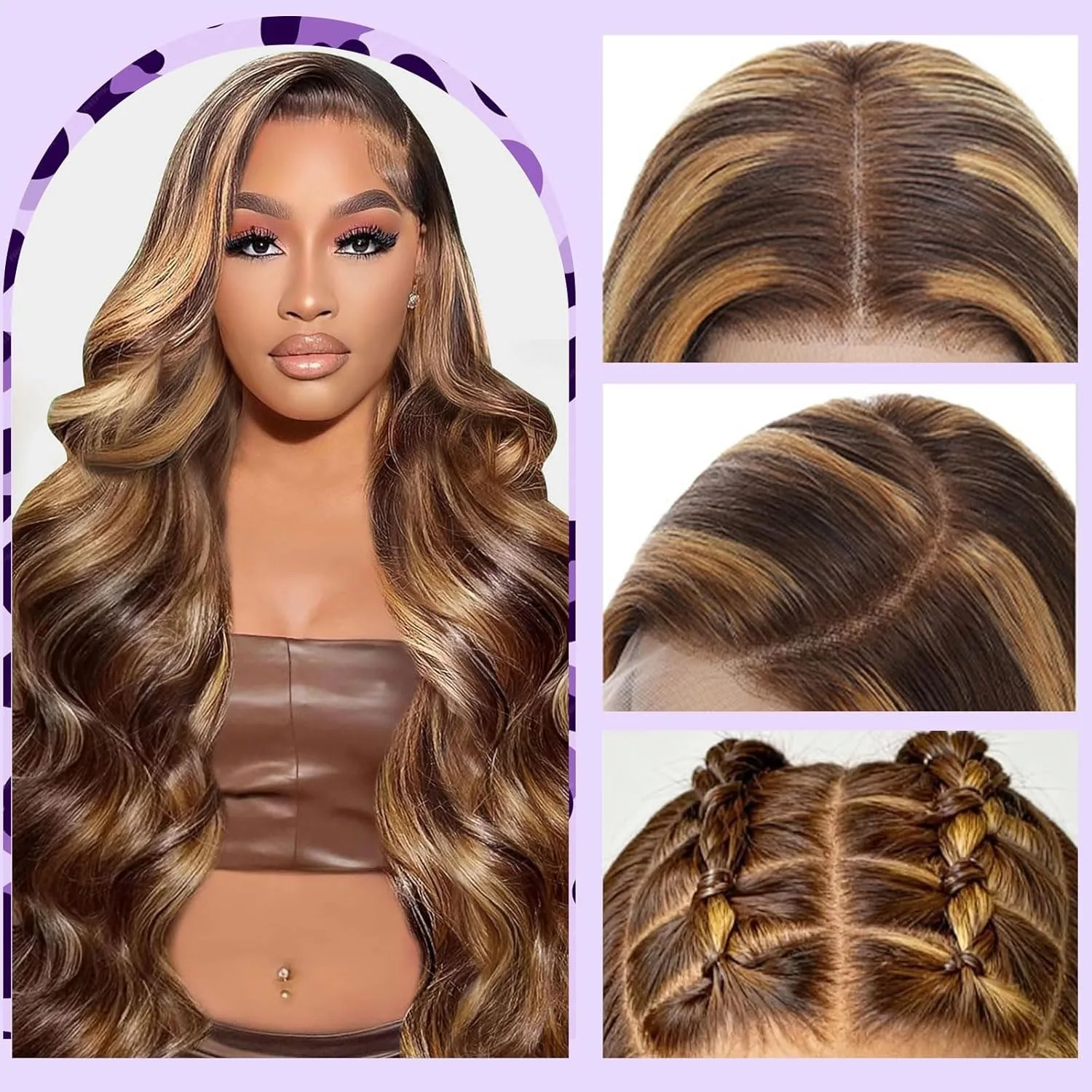 30 40 Inch P427 Highlight Human Hair Wig Boby Wave 13x6 Hd Lace Frontal Wig Colored 13x4 Lace Front Wig Pre Plucked 180% Density