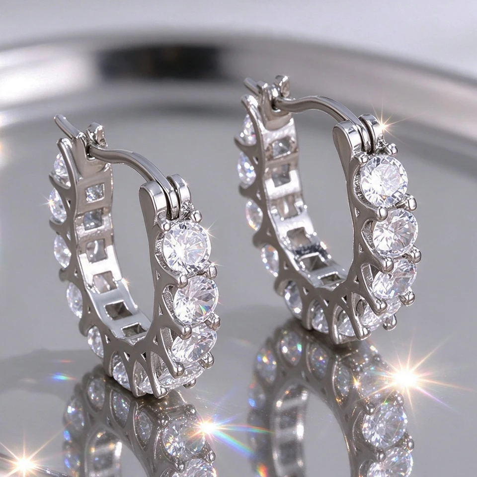 ZAKOL Circle Hoop Earrings Round Cubic Zirconia Silver Color/Gold Color Simple Stylish Women's Earrings Jewelry Gift Wholesale