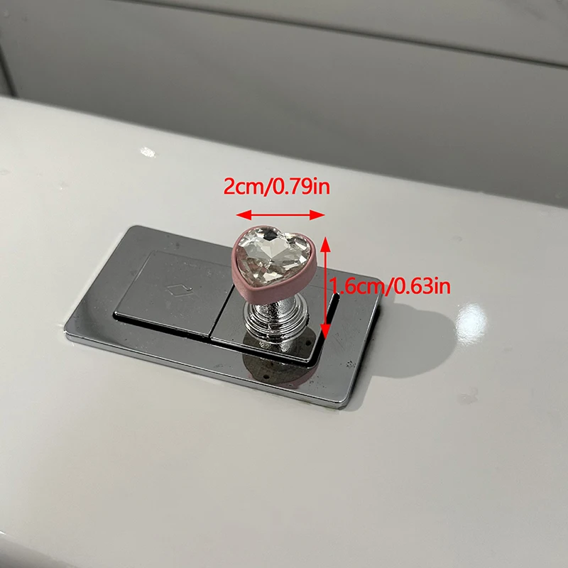 Heart Shape Gemstone Toilet Presser Button Bathroom Water Tank Buttons Women Manicures Toilet Lid Cover Drawer Flush Tank Button