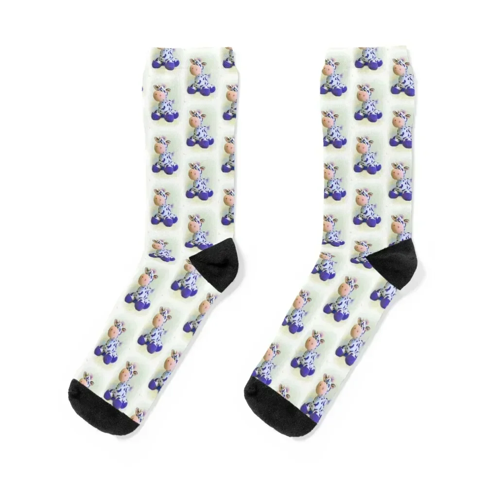 

Purple Cow Socks cute hiphop retro warm winter Woman Socks Men's