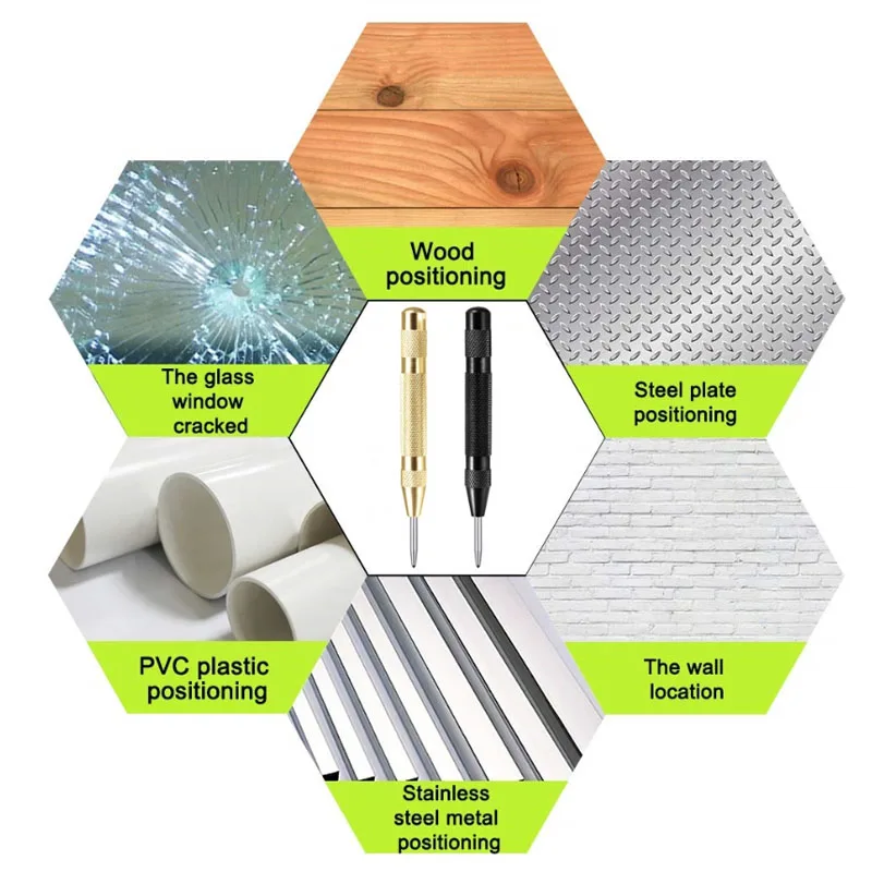 Semi-Automatic Center Punch High Hardness Metal Spring Window Breaker Dotting Tool With Cap Carpenter Positioner