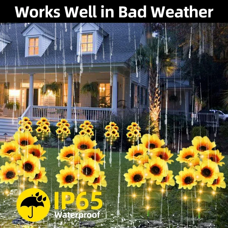 7 Heads LED Solar Simulation Sunflower Light Garden Yard Lawn Night Lights Landscape Lamp Home Decoration Christmas Flower Light view 4