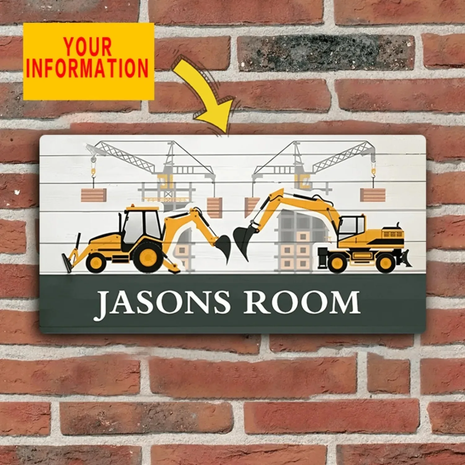1pc Personalized Vintage Excavator Under Construction Metal Sign 6x12 Inch Wall Decor Waterproof Dustproof Home Bar Man Cave Art