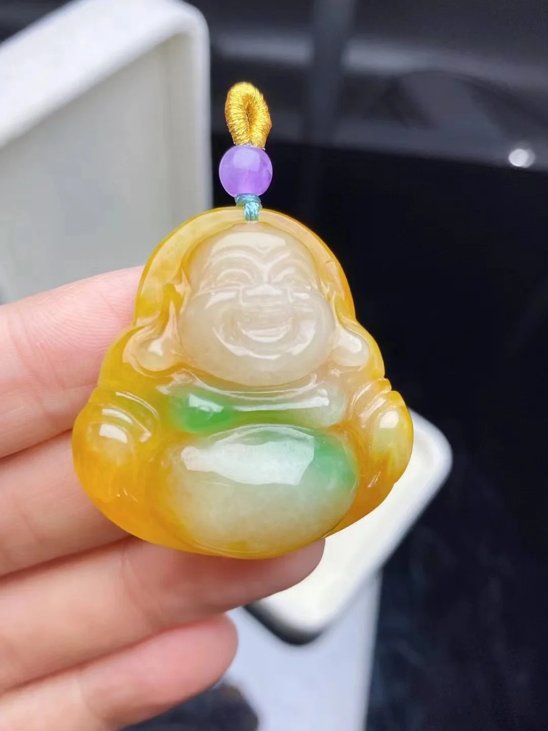 Certified Natural Emerald buddha head Pendant rare Yellow jadeite floating green noble Jewelry Pendant Necklace luck Accessories