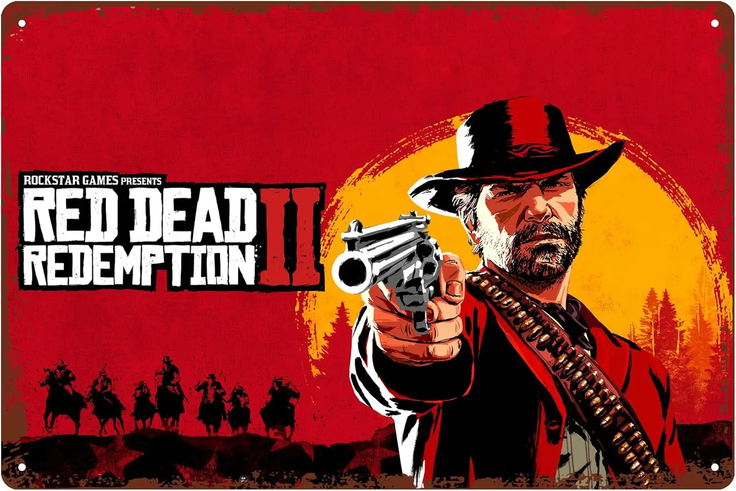 Red Game Dead Redemption 2 Video Game Poster Metal Tin Sign 8