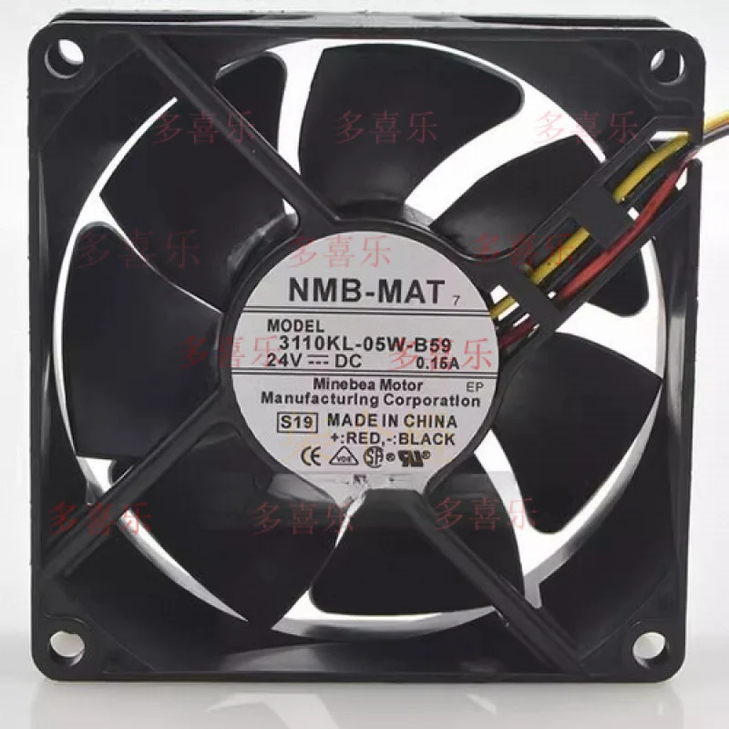 

WW for NMB 3110KL-05W-B59 8025 DC24V 0.15A 8CM 3-Wire Dual Ball Inverter Cooling Fan