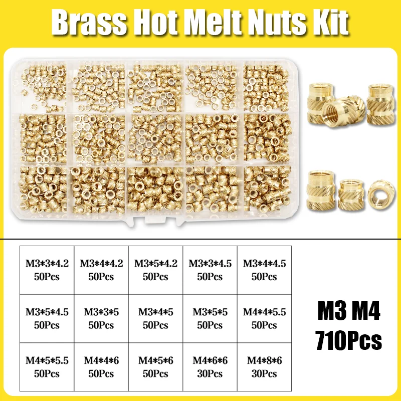 Heißschmelz-Messing-Einpressmuttern mit Eisenspitze M2 M2.5 M3 M4 M5 M6, eingebettete beheizbare gerändelte Messing-Einpressmuttern für 3D-Druckergehäuse und Notebooks