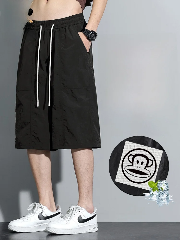 

Мужские летние тонкие прямые повседневные брюки Paul Frank Quick Dry Workwear, укороченные, свободного кроя, молодежные, из нейлоновой ткани