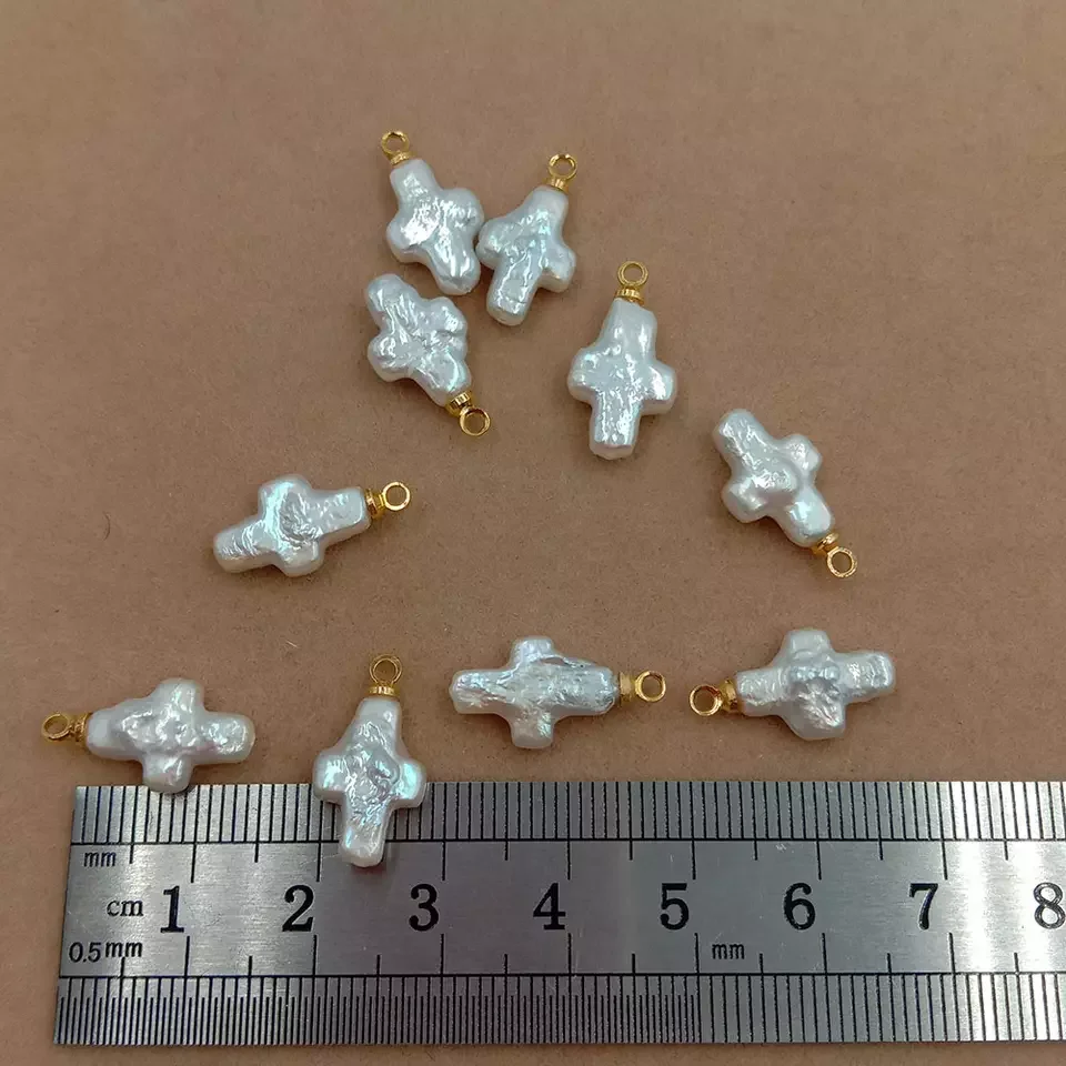 DIY pearl bead,15-50 mm  big cross baroque shape,keshi ,loose freshwater pearl with 1 metal hanger,FULL HOLE DRILLED