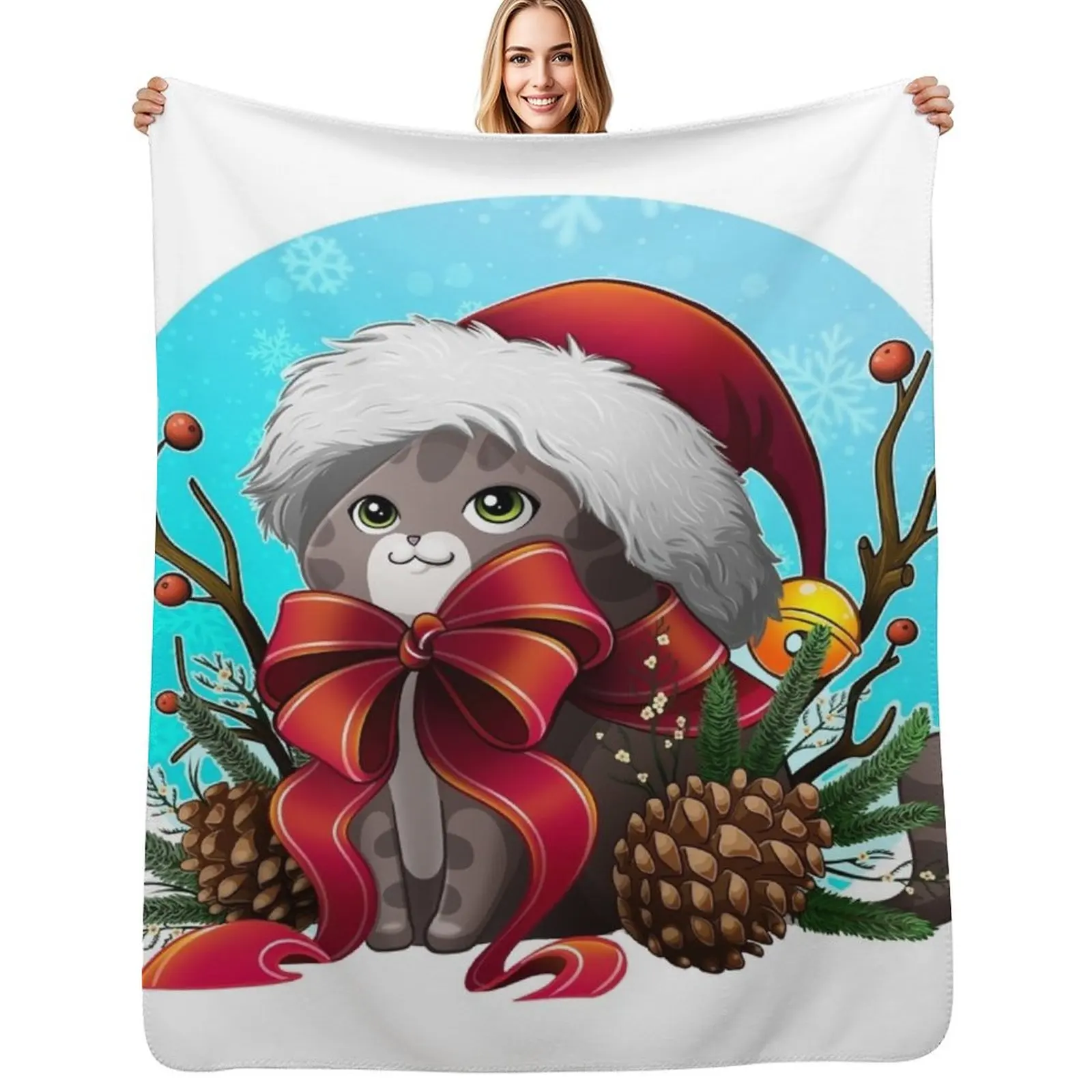 

Christmas & Pou Throw Blanket Nap Flannel Plush Moving Blankets