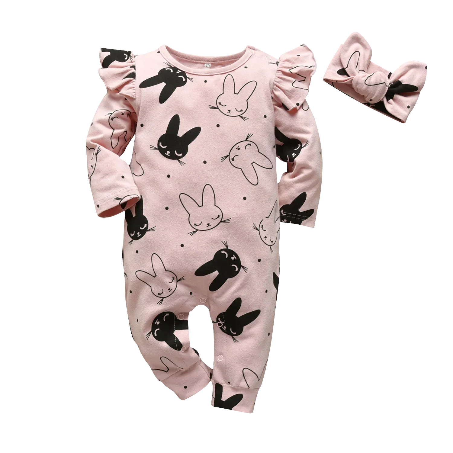 New Spring Autumn Newborn infant Baby Girls Outfit Cotton Cute Long Sleeve Romper Jumpsuit with Headband 2pcs Clothes Set