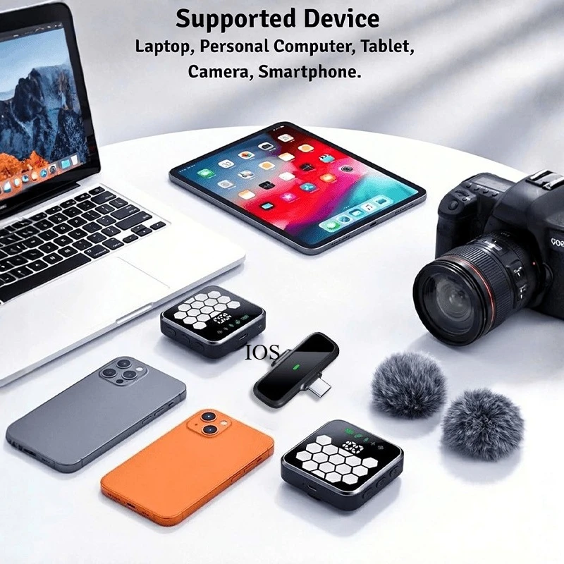 Kabelloses Lavaliermikrofon für iPhone und Android, 2.4G Mini-Mikrofon mit Geräuschunterdrückung, kabelloses Mikrofon für Videoaufnahmen und Interviews – Detail 2