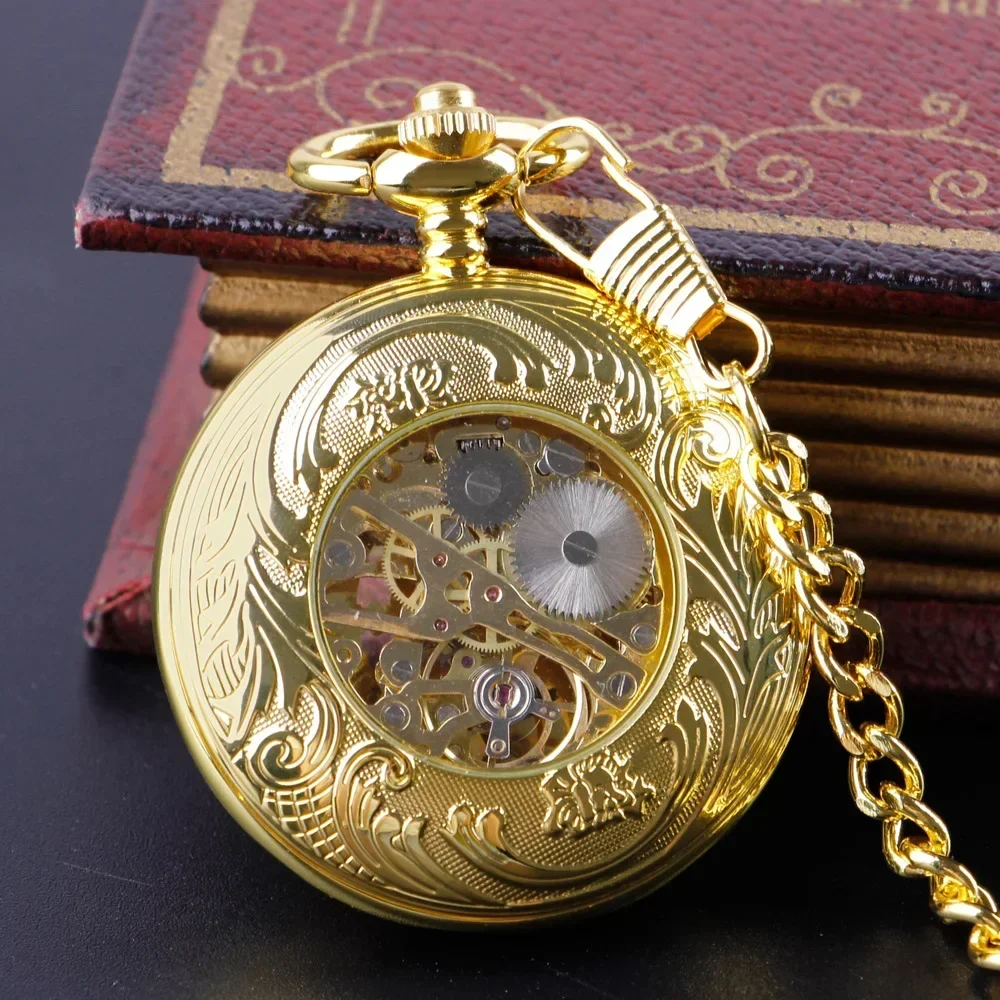 Mechanical Pocket Watch Noble Gold Pocket Watches Men's Pendant Practical Clock Birthday Christmas Gifts for Men Dad