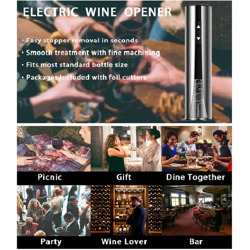 Rechargeable Wine Bottles Openers With Foil Cutter Automatic Wine Corkscrew For Kitchen Bar Wedding