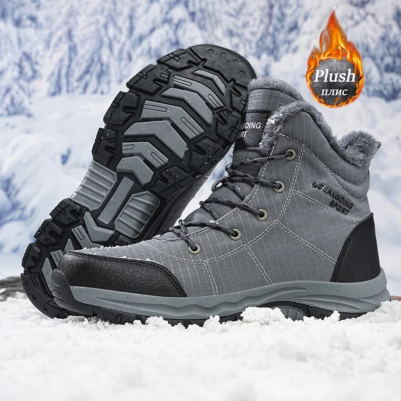 Hiking Boots Men Winter Snow Boots For Waterproof Sneakers Super Warm Men's Original Boots Outdoor Male Work Shoes Size 39-48