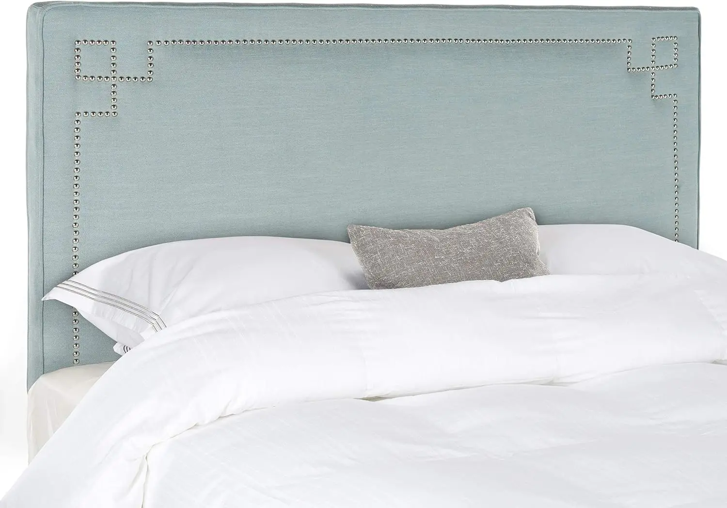 

Safavieh Remington Sky Blue Linen Blend Upholstered Greek Key Headboard (Queen)