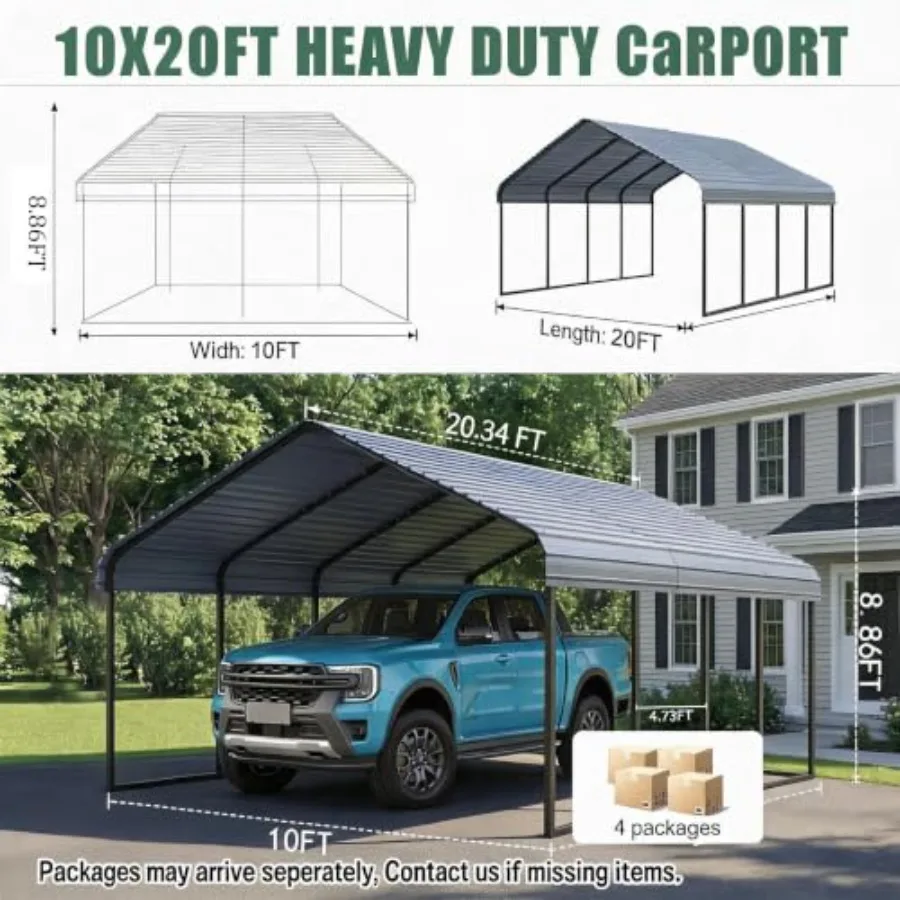 Feet Heavy Duty Metal Carport Kit