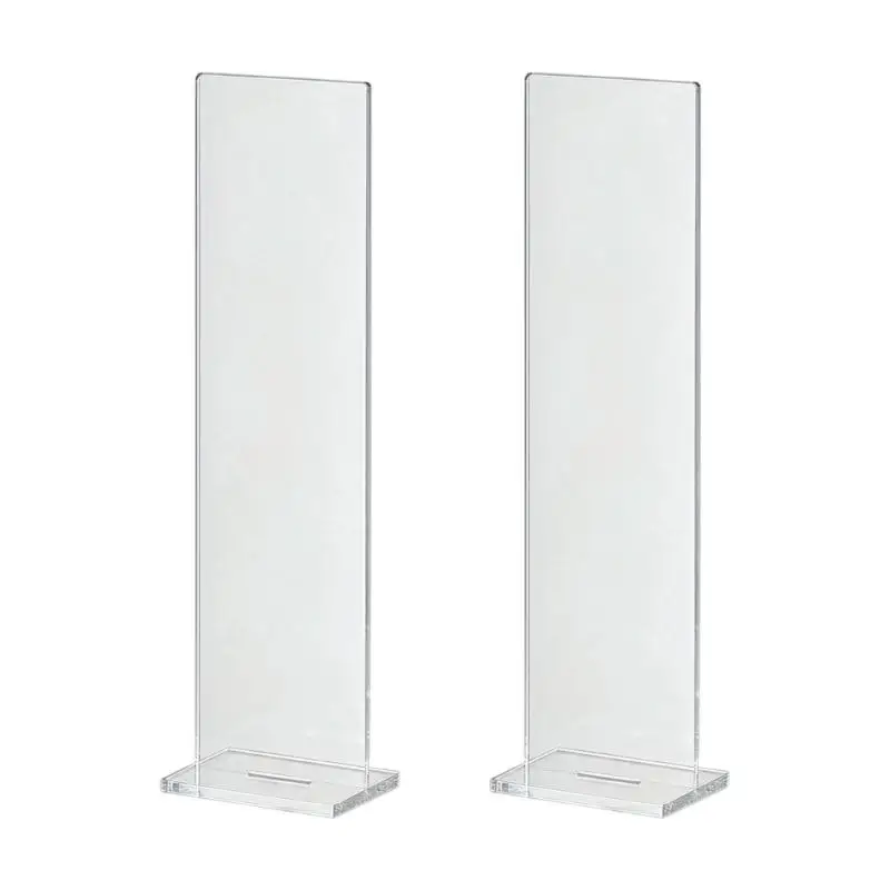 Y1UB Desk Reminder Holders, Slotted Assembly, 2 Clear Acrylic Memo Displays Boards for Photos, Paper Slips, and Reference Cards