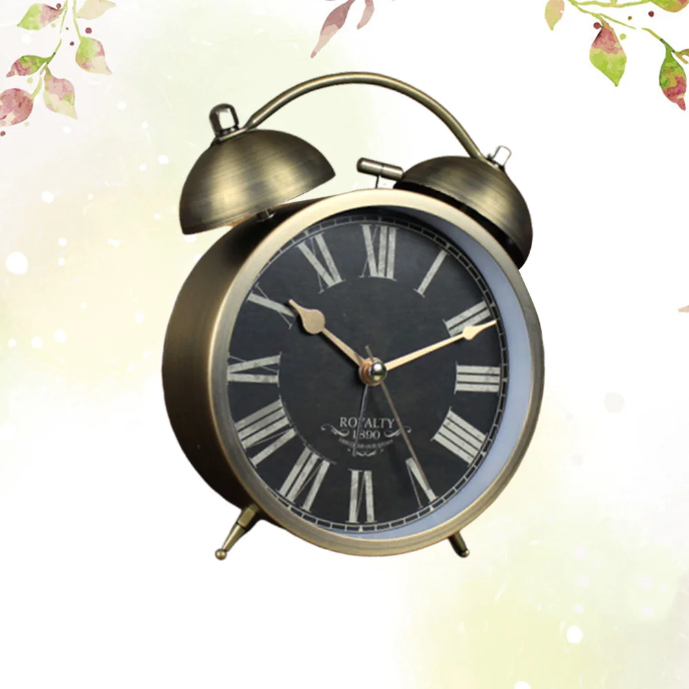 

4 Inch Metal Alarm Clock with Retro Style Vintage Look Creative Table Clock for Room Decor Desktop Decoration Use No